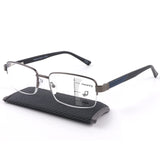 Missfive Men Premium Multifocus Reading Glasses Blue Light Blocking, Progressive Metal Frame With No Broken Spring Hinge Eyewear(Workspace For Near Range 2.50x)