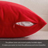 MIULEE Pack of 2 Christmas Bright Red Velvet Throw Pillow Covers 18x18 Inch Soft Solid Decorative Square Set Cushion Cases for Spring Couch Sofa Bedroom