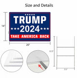 Shmbada Trump 2024 Take America Back Yard Sign with Metal Stake - 20 x 14 Inch Double Sided Outdoor Decorative Trump Signs for Garden Yard Lawn House