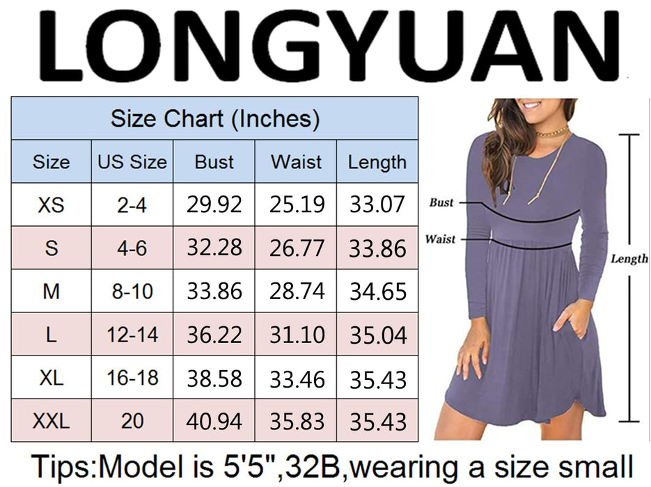 LONGYUAN Women's Long Sleeve Christmas Dresses 2024 Fall Winter Casual Sundresses with Pockets Dark Green XL