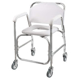 DMI Rolling Shower Chair, Commode, Transport Chair, FSA Eligible, Rolling Bathroom Wheelchair for Handicap, Elderly, Injured or Disabled, Rear Locking Wheels, 250 lb. Weight Capacity, White