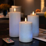 ANGELLOONG Flickering Flameless Candles, Realistic LED Candles with Remote and Timer, Set of 3 Battery Operated Candles for Room Fall Decor Wedding Christmas Decorations