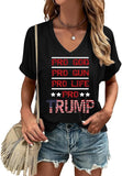 2024 Trump Election V-Neck Tees for Women Summer Cute Short Sleeve Presidential Election T-Shirt Vote Tops(Vote2024-Black,M)