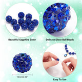 PH PandaHall 100pcs 10mm Rhinestones Pave Disco Ball Clay Beads, Sapphire Polymer Clay Rhinestone Beads Round Charms Crystal Diamond Beads for Bracelet Necklace Earring Jewelry Making Christmas Decor