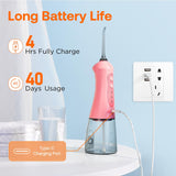 Bitvae Water Flosser for Teeth, Cordless Water Dental Flosser for Teeth Cleaning with 6 Jet Tips & 3 Modes, IPX7 Waterproof Water Teeth Cleaner Picks, Rechargeable Portable Oral Irrigator, Pink C1