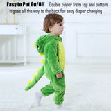 QIAONIUNIU Halloween Baby Green Dinosaur Costumes Toddler Outfit Infants Cosplay Romper 18-24 Months