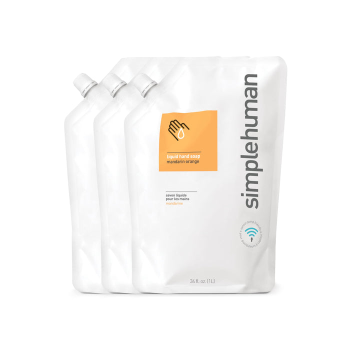 simplehuman Mandarin Orange Moisturizing Liquid Hand Soap Refill Pouch, 34 Fl. Oz.