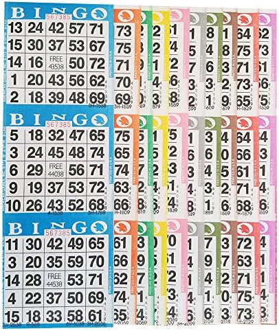 Bingo Paper Game Cards – 3 Card – 10 Bingo Sheets – 100 Books – 10 Colors, Made in USA