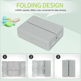 FYY 2 Pcs Daily Pill Organizer, 7 Compartments Portable Pill Case Travel Pill Organizer,[Folding Design]Pill Box for Purse Pocket to Hold Vitamins,Cod Liver Oil,Supplements and Medication-Grey