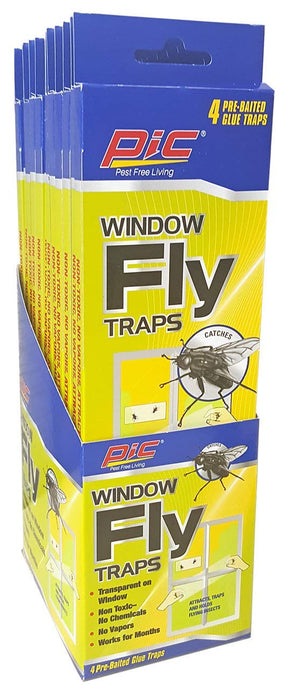 PIC Window Fly Trap, 4 Count Box, 3 Pack - 12 Traps Total