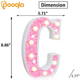 Pooqla LED Marquee Letter Lights, Light Up Pink Letters Glitter Alphabet Letter Sign Battery Powered for Night Light Birthday Party Wedding Girls Gifts Home Bar Christmas Decoration, Pink Letter C