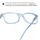 Readerest Blue Light Blocking Reading Glasses (Light Blue, 1.75 Magnification) Computer Eyeglasses With Thin Reflective Lens, Antiglare, Eye Strain, UV Protection, Stylish For Men And Women