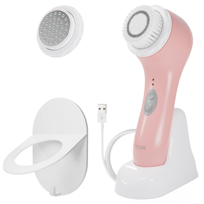 Spa Sciences - NOVA - Sonic Cleansing Brush with Bristles & Infusion System – Anti-Aging Facial Exfoliating, Waterproof, and USB Rechargeable