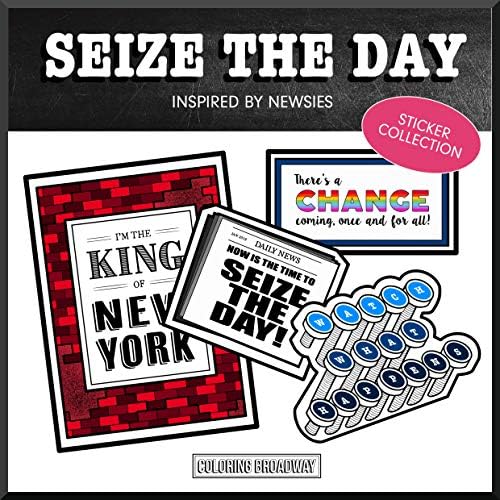 Coloring Broadway - NEWSIES inspired Stickers (Set of 4) “Seize The Day” Collection, Broadway Musical Merchandise, Die-Cut & Bubble Free Vinyl, Ideal Gift for Theatre Lovers, Broadway Theater Stickers