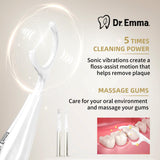 Dr. Emma Electric Vibration Flosser with Replaceable Floss Picks and Toothbrush, Power Flosser for Adults, Dental Flosser Kit for Teeth Cleaning, Water Flosser Alternative, Starlight