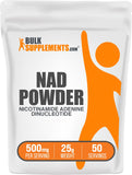 BULKSUPPLEMENTS.COM NAD Powder - Nicotinamide Adenine Dinucleotide, NAD Supplement 500mg - for Energy Support, Pure & Gluten Free, 500mg per Serving, 25g (0.88 oz) (Pack of 1)
