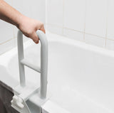 Vaunn Adjustable Bathtub Safety Rail Shower Grab Bar Handle, Stainless Steel, White