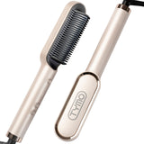 TYMO Hair Straightener Brush with Keratin Ceramic Coating - 5 Temps, 20s Heating, Dual Voltage