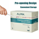 ALINK 1000 Count Neon Flexible Plastic Drinking Straws, Individually Wrapped, Disposable Bendy Straws - 7.75 in x 0.23 in