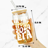 Trump 2024 Glass Cup, IN MY TRUMP 2024 ERA 16oz Glass Cups, Donald Trump Take America Back Election, Drinking Glass Tumbler With Lids and Straws, Iced Coffee Cups Personalized Gifts for Women Men