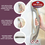 Safe-er-Grip Changing Lifestyles Suction Cup Grab Bars for Bathtubs & Showers; Safety Bathroom Assist Handle, Chrome, 16 inches