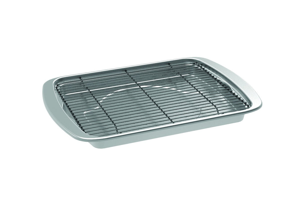 Nordic Ware Oven Crisp Baking Tray 2pc Set Includes Pan and Rack; Natural Aluminum For Air Frying, Crisping, Broiling, Baking