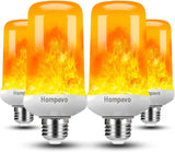 Hompavo 【Upgraded】 LED Flame Light Bulbs, 4 Modes Flickering Light Bulbs with Upside Down Effect, E26/E27 Base Flame Bulb for Halloween, Christmas,Indoor and Outdoor Decoration (White-4 Pack)