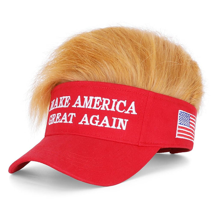 Trump 2024 Hat with Hair,Donald Trump Make America Great Again Wig Hat Embroidered Ultra Adjustable MAGA Baseball Cap (Red MAGA Hat with Hair)