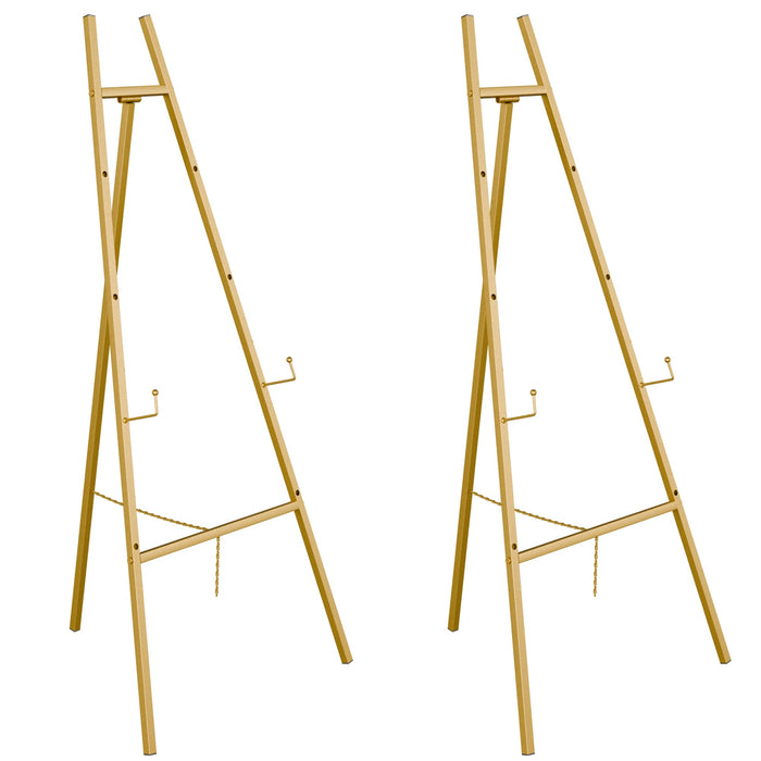 Gold Easel Stand for Sign, Heavy Duty Easel, 4-Tier AdjustableArt Easel for Painting, Wedding Sign 2pc