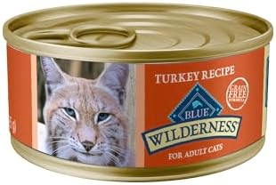 Blue Buffalo Wilderness Natural High-Protein Grain-Free Wet Food for Adult Cats, Turkey Paté, 5.5-oz. Cans, 24 Count
