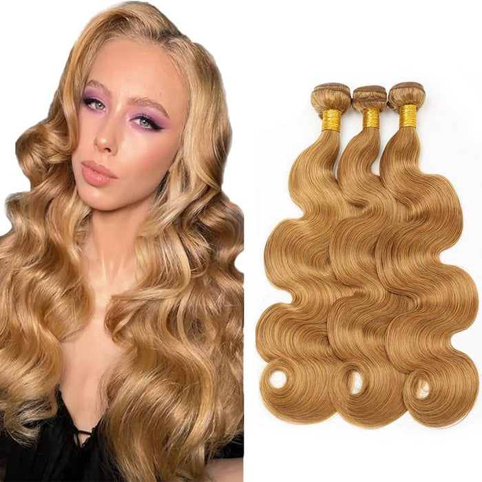 Honey Blonde Bundles #27 Body Wave Bundles 14 14 14 Inch Human Hair Blonde Bundles 8a Brazilian Virgin Remy Hair 3 Bundles Color 27 Bundles Hair Weave 27 Blonde Body Wave Bundles