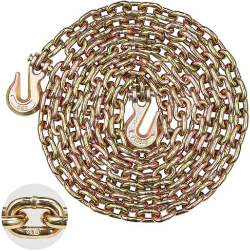 VEVOR G80 Transport Binder Chain, 5/16" x 14.2' Tow Chain with Clevis Grab Hooks, 4900 lbs Safe Working Load, Heavy Duty Trailer Logging Chain for Transporting Towing Truck Tie Down Binding Equipment
