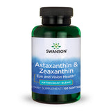 Swanson Astaxanthin & Zeaxanthin Eye Vision Brain Skin Health Antioxidant Support Supplement (Astaxanthin 4 mg & OmniXan Zeaxanthin 4 mg) 60 Softgels Sgels