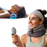LK Neck Traction Device, Neck Stretcher for Neck Pain Relief, Cervical Traction Device Pillow for Muscle Relaxation, Adjustable Neck Traction and Neck Pillow Use Day and Night(Storage Bag）