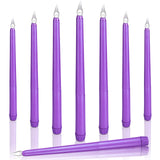 Enhon 8 Pieces Flameless Candles 10 Inch Flameless Taper Candles LED Candles Battery Operated Flickering Candles for Wedding Christmas Dinner Church Spell Holiday Advent Rituals(Purple)