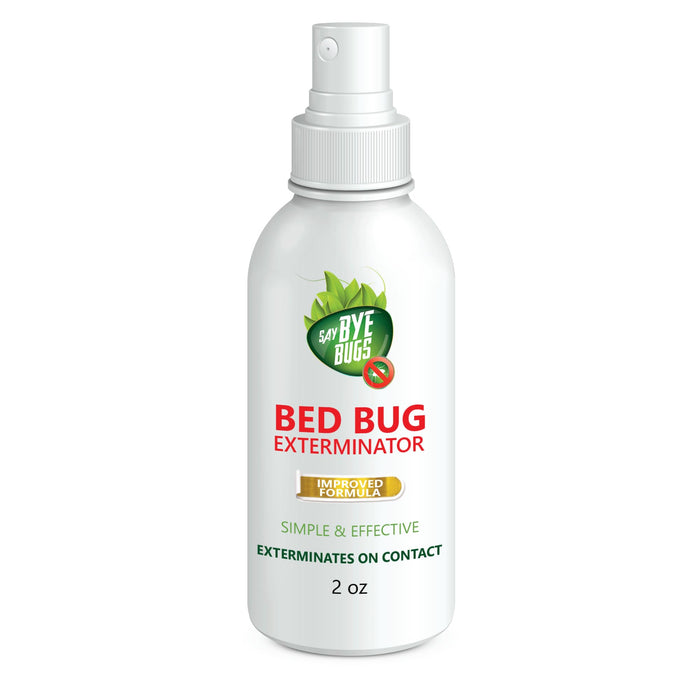 Say Bye Bugs Bed Bug Killer Spray - Non-Toxic and Kills on Contact. Stain & Odor Free Bed Bug Spray. New Formula for Getting Rid of Bed Bugs Permanently (2 oz) TSA Approved size - a Travel Must-Have