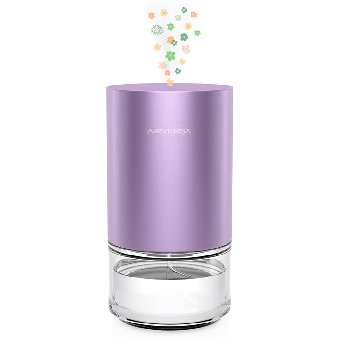 Airversa Waterless Diffuser for Essential Oil Nebulizer 𝟭𝟬𝟬𝗺𝗹 Capacity Battery Operated Aromatherapy Mini Scent Air Machine 1/2/3H/Continous 3 Mist Level 3 Lighting Effects(Scenta Lavender)