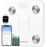 INSMART Smart Scale for Body Weight, Digital Bathroom Scale Bluetooth Body Fat Scale,Body Composition Analyzer with Smart APP Sync Weight Scale - White