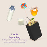 MESHA Paper Gift Bags 5.25x3.75x8 50Pcs Black Paper Bags for Small Business,Small Paper Gift Bags with Handles Bulk,Birthday Wedding Party Favor Bags