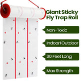 10 Rolls Giant Sticky Fly Traps 30 Feet Fly Strips for Indoor Outdoor Hanging Fly Tapes Non Toxic Fly Ribbon Fruit Fly Gnat Trap Killer for Mosquito Plants House Horse Stable (White)