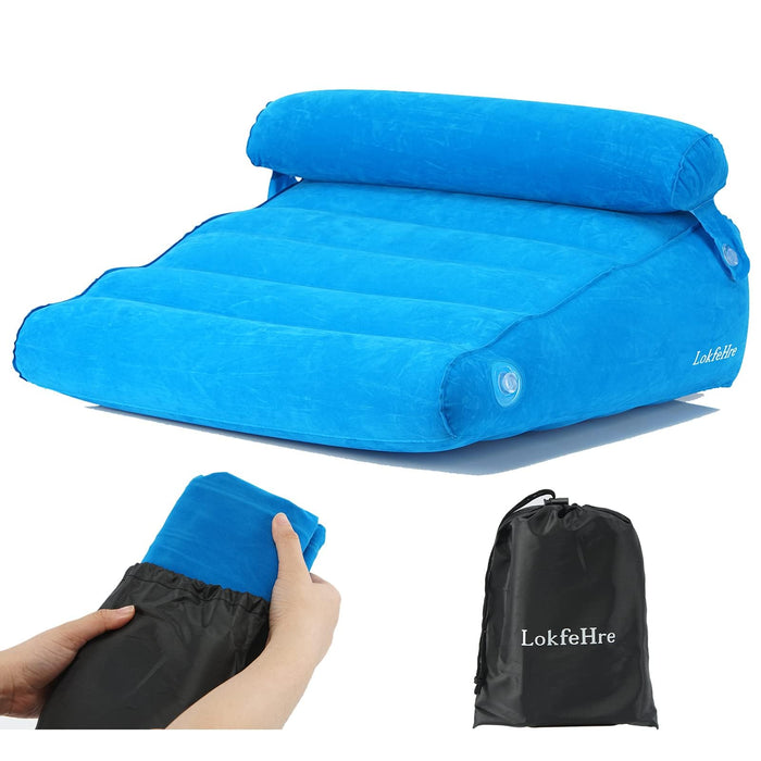 LOKFEHRE Inflatable Bed Wedge Pillow Set for Travel,Wedge Pillows for Neck and Leg Pain Relief & Post Surgery Heartburn, Anti Snoring,GERD for Sleeping Acid Reflux Back