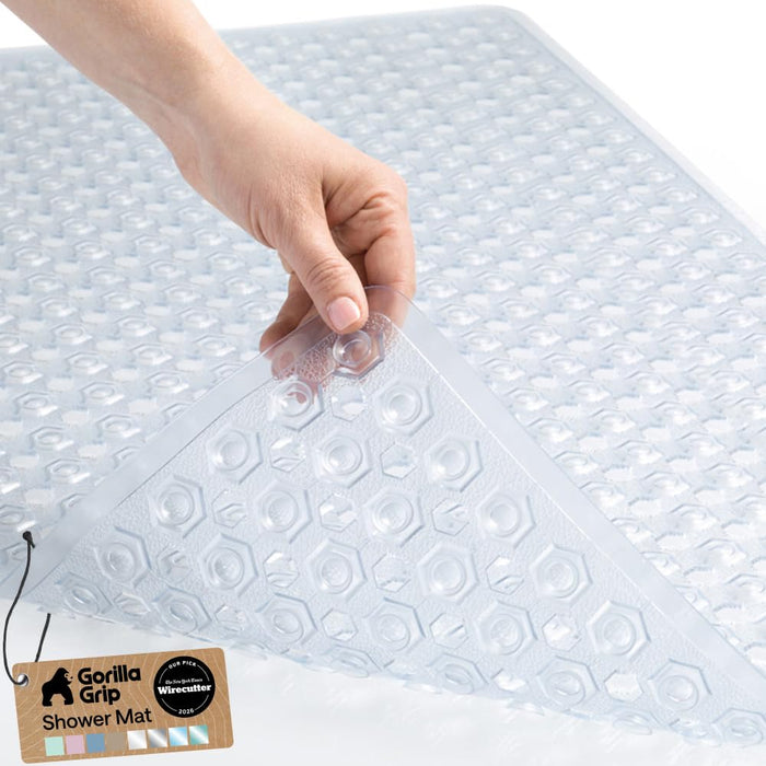 GORILLA GRIP Bath Tub Shower Mat, Bathtub Floor Liner, 35x16 Clear