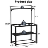 GDLF 40-50 Gallon Fish Tank Stand with Plant Shelf Metal Aquarium Stand with Storage Shelf 36.6" x 18.5" Tabletop Fits Turtle Tank, Reptile Tank or Bearded Dragon Tank