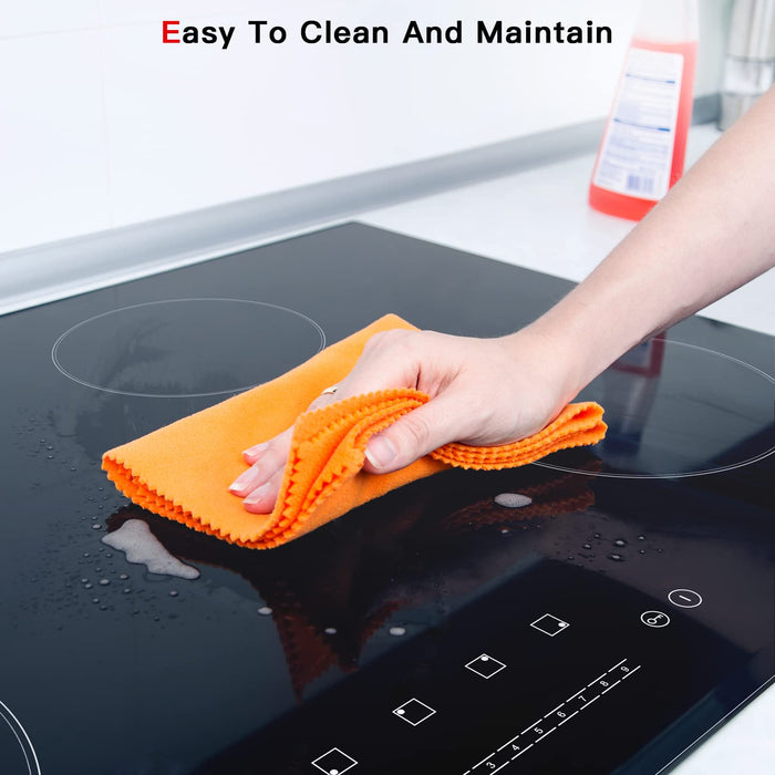IsEasy 30 Inch Ceramic Electric Cooktop 4 Burner Built-In Electric Stove Top with Touch Sensor Control, 9 Power Levels, Timer, Child Safety Lock, 220-240V Glass Cooktop