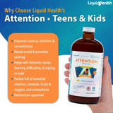 LIQUIDHEALTH Attention, Liquid Multivitamin for Kids & Teens - Improves Memory Retention, Concentration, Focus, Mood, Relaxation & Calming - Great Taste, Vegan, Sugar-Free (2 Pack)