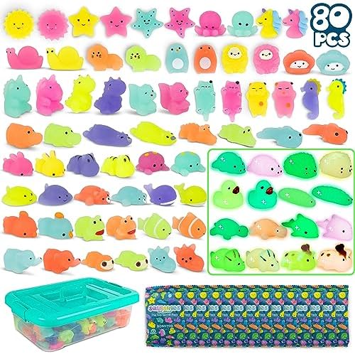 Mochi Squishy Toys Bulk for Party Favors for Kids Pack 80 - BONNYCO | Goodie Bags Stuffers for Kids with Glow in the Dark, Kids Party Favors, Squishy Fidget Toys | Mini Toys, Pinata Stuffers, Birthday