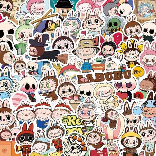 100pcs Labubu Cartoon Stickers - Waterproof Vinyl Decals for Teen Girls, Kids, Adults Cool Stickers for Water Bottles, Laptops, Skateboards, Phones, Guitars