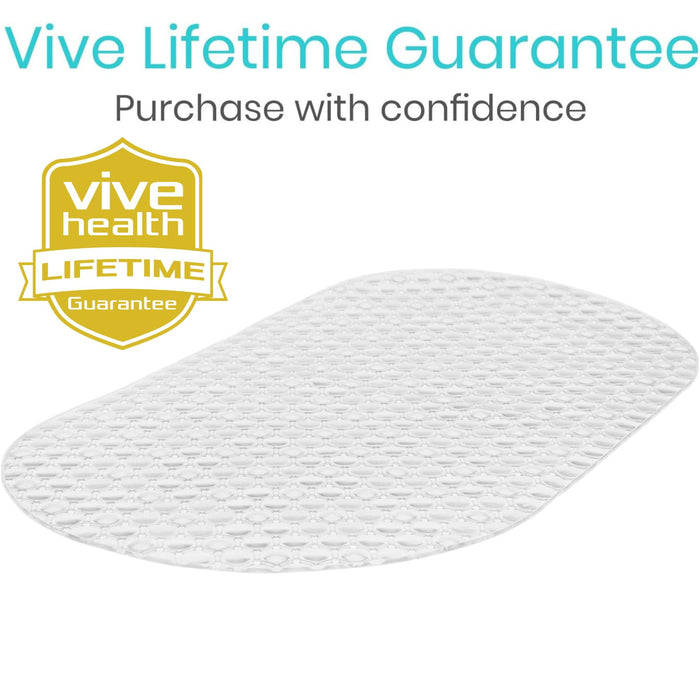 Vive Oval Bathtub Mat - Nonslip Shower Floor Pad - Non-Slip and Non-Skid for Bath Tub with Strong Rubber Suction Cup Grip - for Baby, Elderly, Kids, Bathroom (Gray)