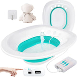 Electric Sitz Bath, Sitz Bath for Hemorrhoids, Sitz Bath for Toilet Seat, Sitz Bath for Postpartum Care, Sits Bath Kit for Women, Automatic Flushing, Foldable, Fits Universal Toilet