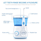 TUREWELL Water Flossing Oral Irrigator, 600ML Dental Cleaner 10 Adjustable Pressure, Electric Oral Flosser for Teeth/Braces, 8 Water Jet Tips for Family (White)